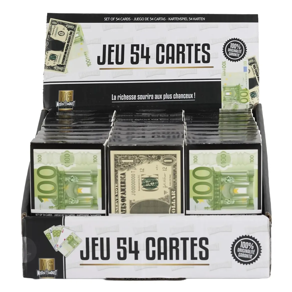 JEU DE CARTES VERSO EURO OU DOLLAR X54 M48