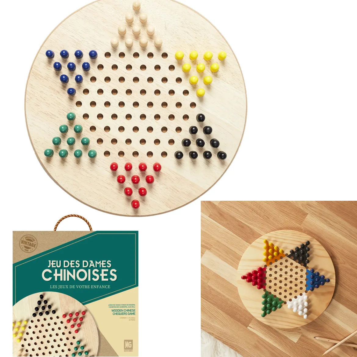 JEU DE DAMES CHINOISES EN BOIS
