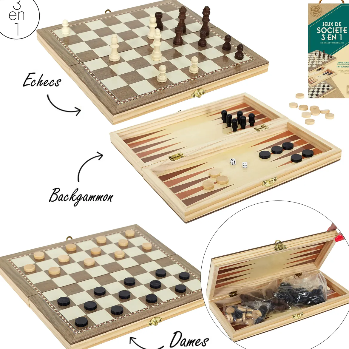 JEU SOCIETE 3 EN 1 BOIS