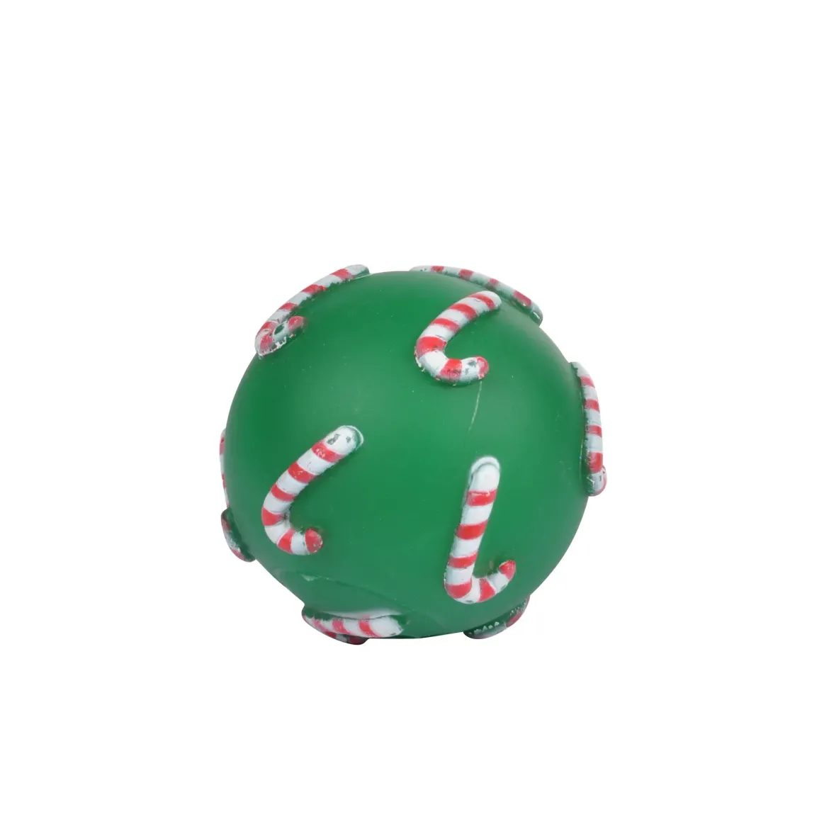 JOUET BALLE NOEL VINYLE SONORE VERT D.7.5CM