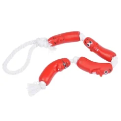 JOUET CHAINE DE SAUCISSES VINYLE 7.5CM ROUGE BLANC