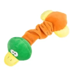 JOUET PELUCHE OISEAU COU ELASTIQUE 30CM VERT BRUN