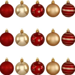 KIT 15 BOULES DE NOEL LISSE DECO ROUGE OR 5CM