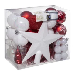 KIT 44 BOULES DE NOEL ROUGE BLANC