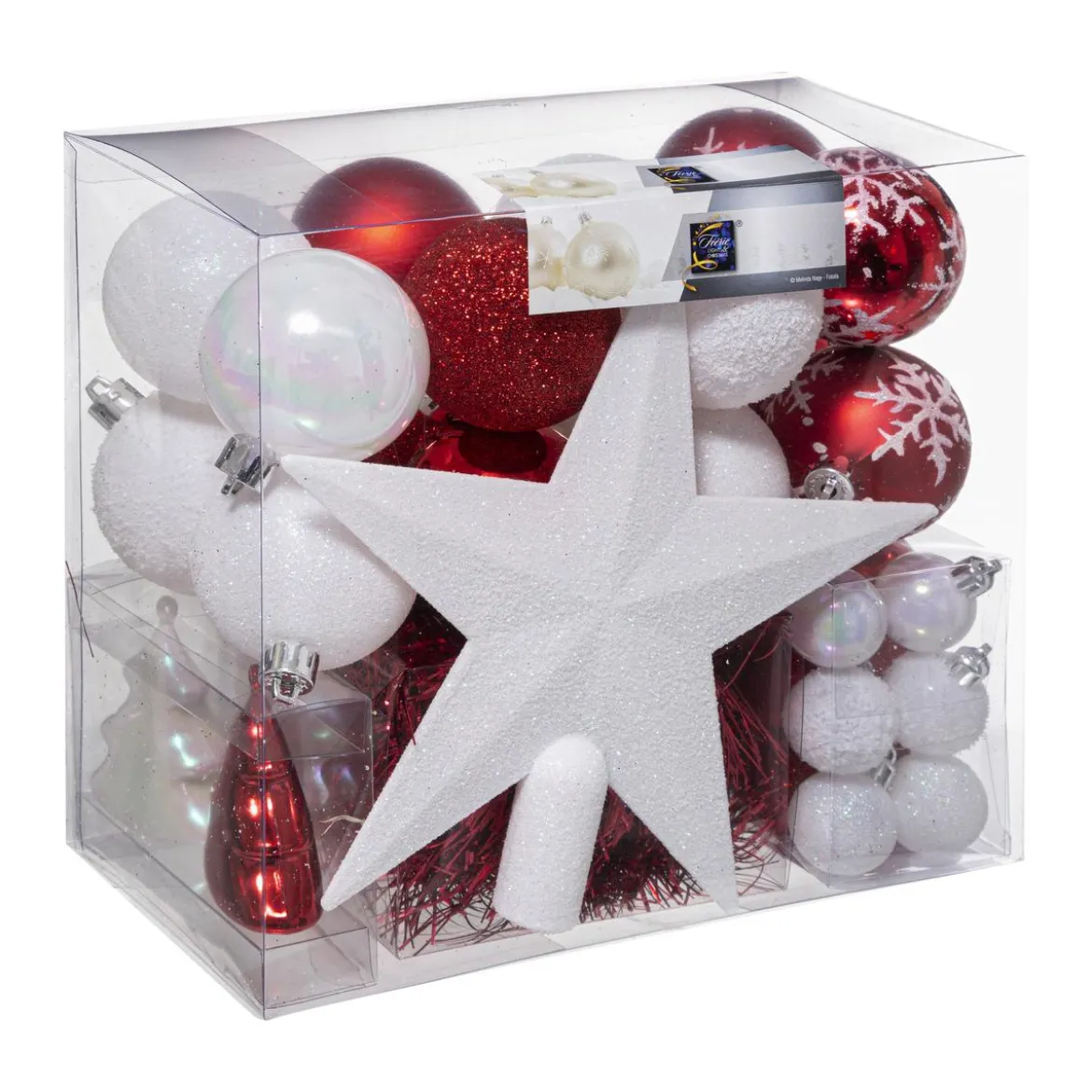 KIT 44 BOULES DE NOEL ROUGE BLANC