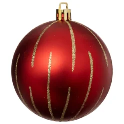 KIT 8 BOULES DE NOEL ROUGE OR 8CM