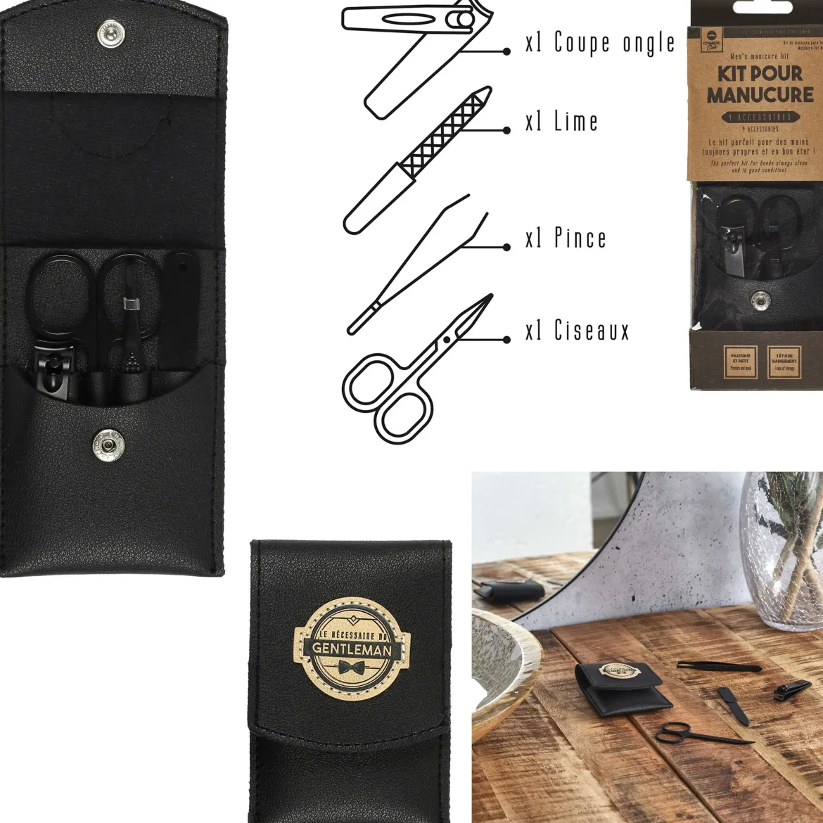 KIT MANUCURE HOMME 4 ACCESSOIRES