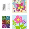 KIT TABLEAUX SEQUINS FLEUR ET PAPILLON 15X15CM