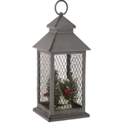 LANTERNE GRILLAGE 3 BOUGIES LEDS