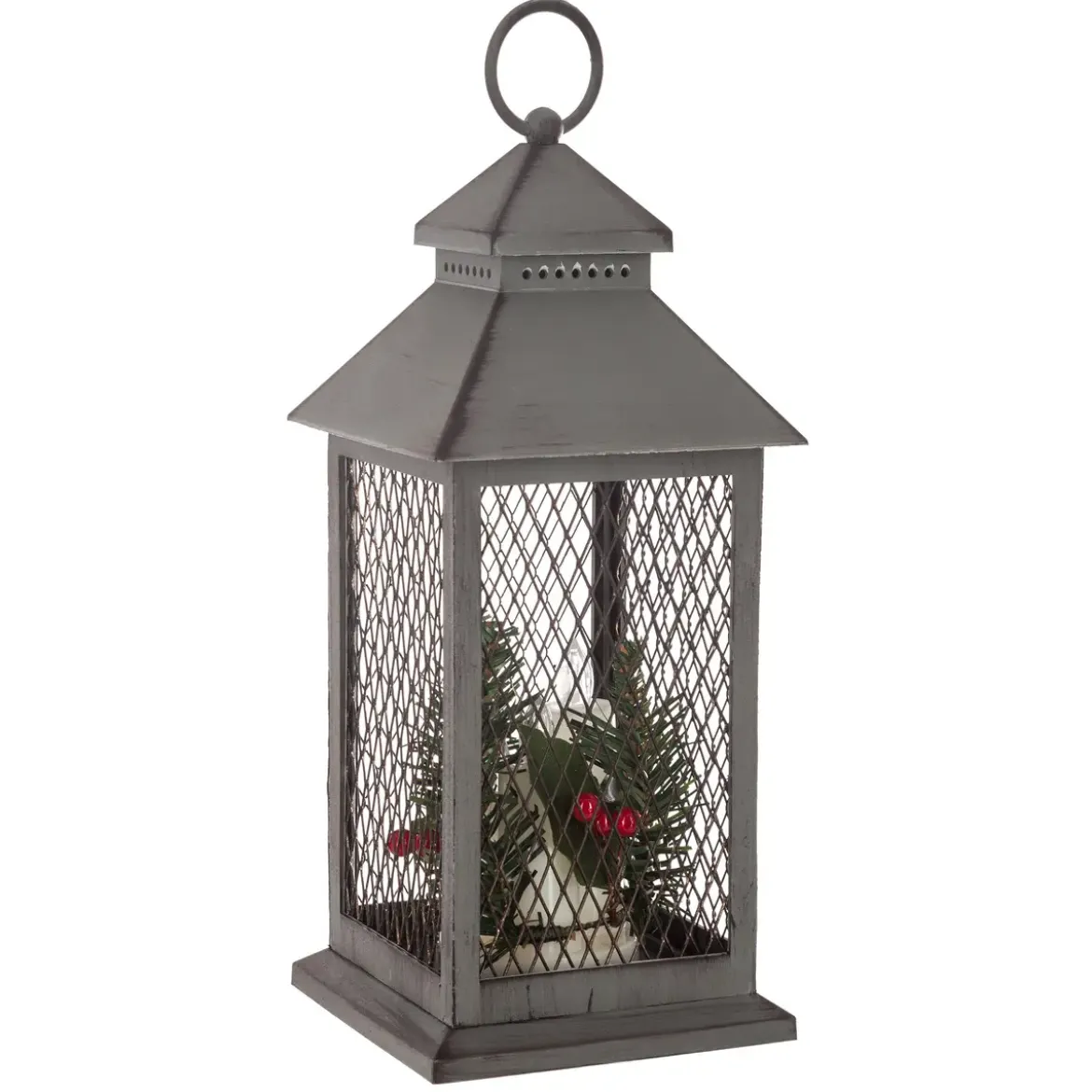 LANTERNE GRILLAGE 3 BOUGIES LEDS