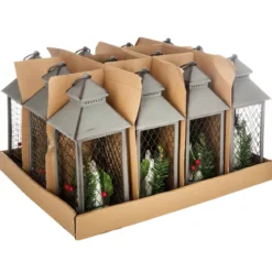 LANTERNE GRILLAGE 3 BOUGIES LEDS