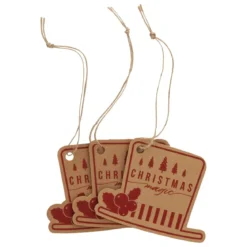 LOT 12 ETIQUETTES CADEAUX A ACCROCHER KRAFT