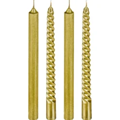 LOT 4 BOUGIES BATONS PAILLETEES OU TWIST 48G OR