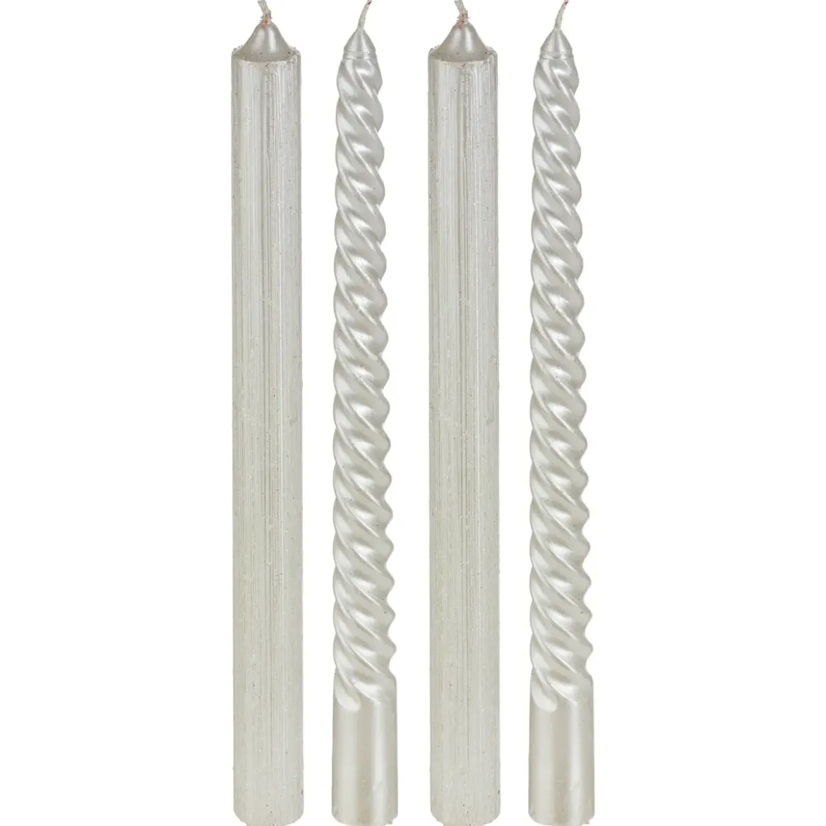 LOT 4 BOUGIES BATONS PAILLETEES OU TWIST 48G BLANC