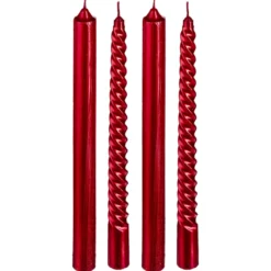 LOT 4 BOUGIES BATONS PAILLETEES OU TWIST 48G ROUGE