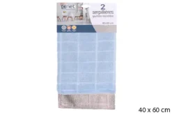 LOT 2 SERPILLERES MICROFIBRE GREGE BLEU