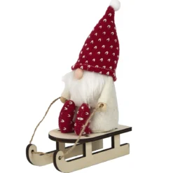 LUTIN NOEL SUR LUGE 19X12CM