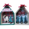 MAISON NOEL BOIS A POSER CERF SAPIN 13X15CM