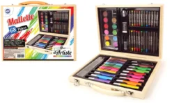 MALLETTE BOIS DESSIN PEINTURE 68 PIECES