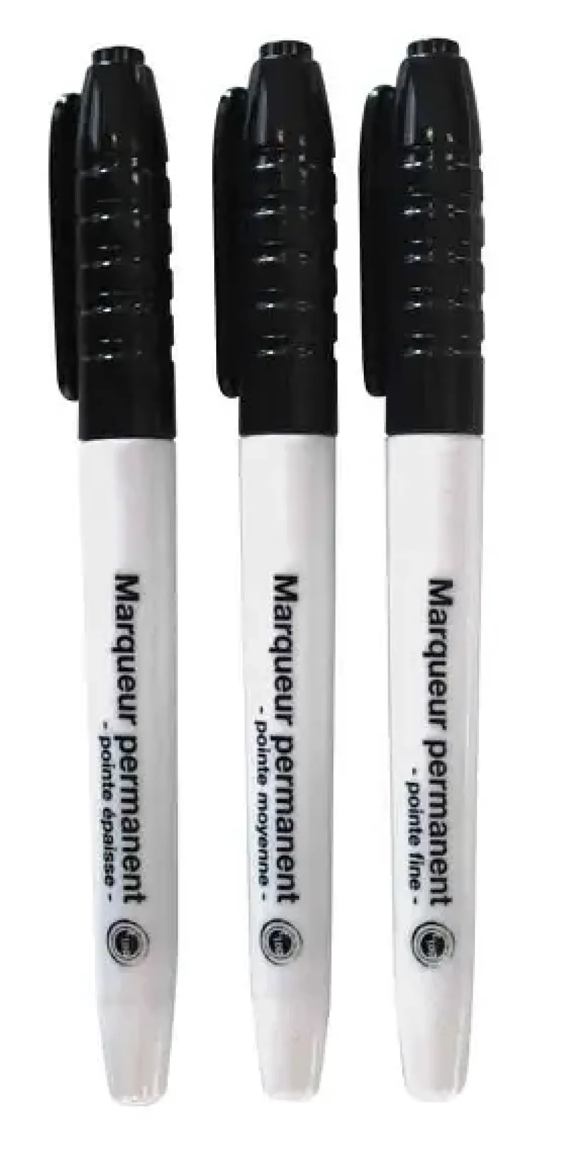 MARQUEUR PERMANENT NOIR POINTE FINE MOYENNE ET GROSSE X3PCS