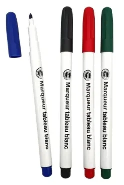 4 MARQUEURS TABLEAU BLANC EFFACABLE POINTE FINE