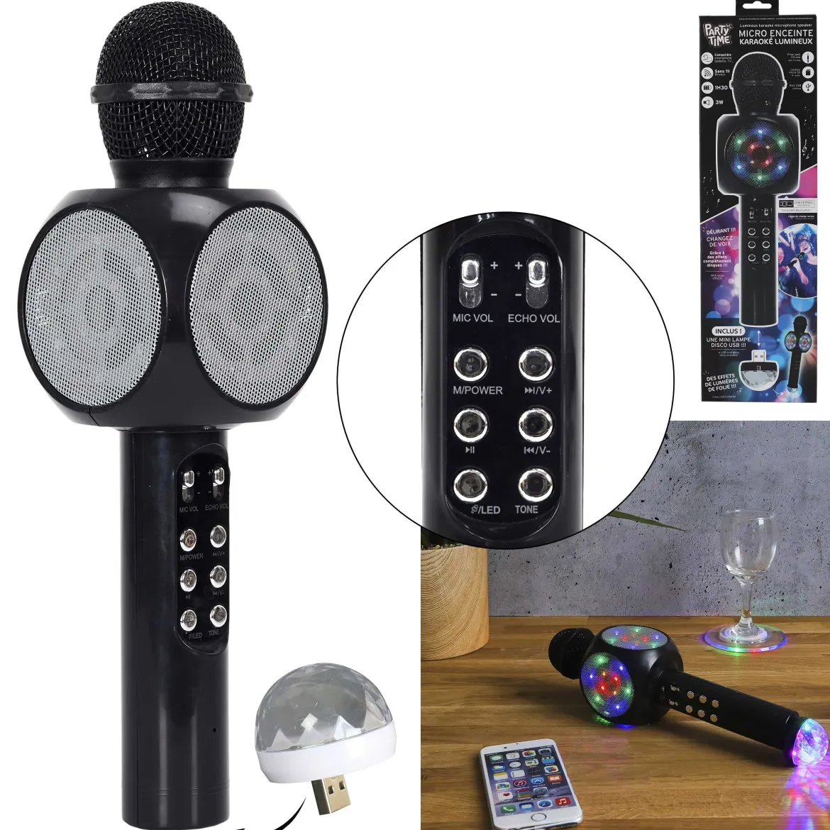 MICRO KARAOKE LED ET LAMPE DISCO USB