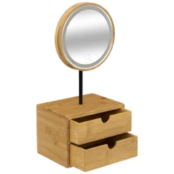 MIROIR LED ORGANISEUR BAMBOU D.16CM