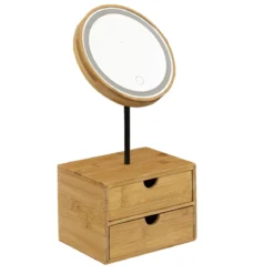 MIROIR LED ORGANISEUR BAMBOU D.16CM