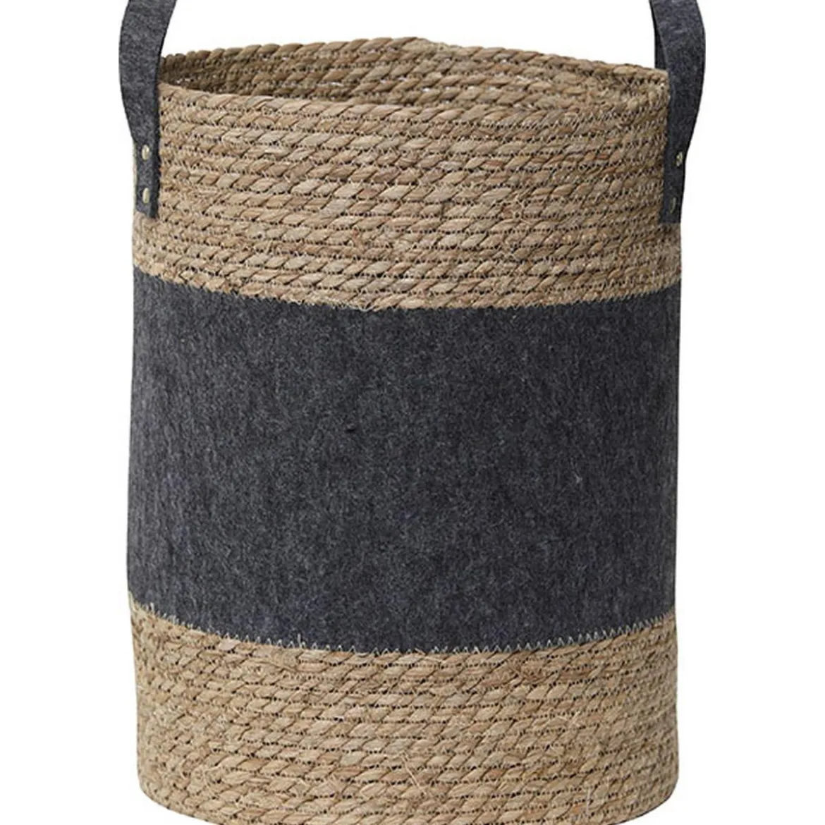 MOYENNE PANIERE RONDE MATIERE VEGETALE GRIS FONCE NATURE