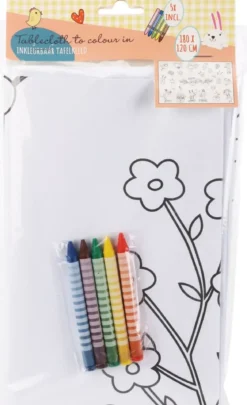 NAPPE PAQUES PAPIER A COLORIER 5 CRAYONS 180X120CM