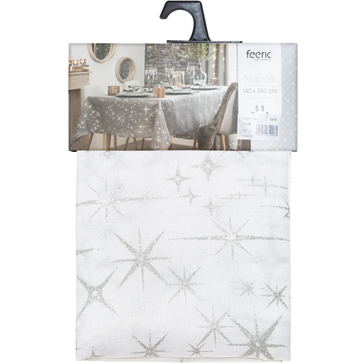 NAPPE CANEVAS ETOILE BLANC 140X360CM