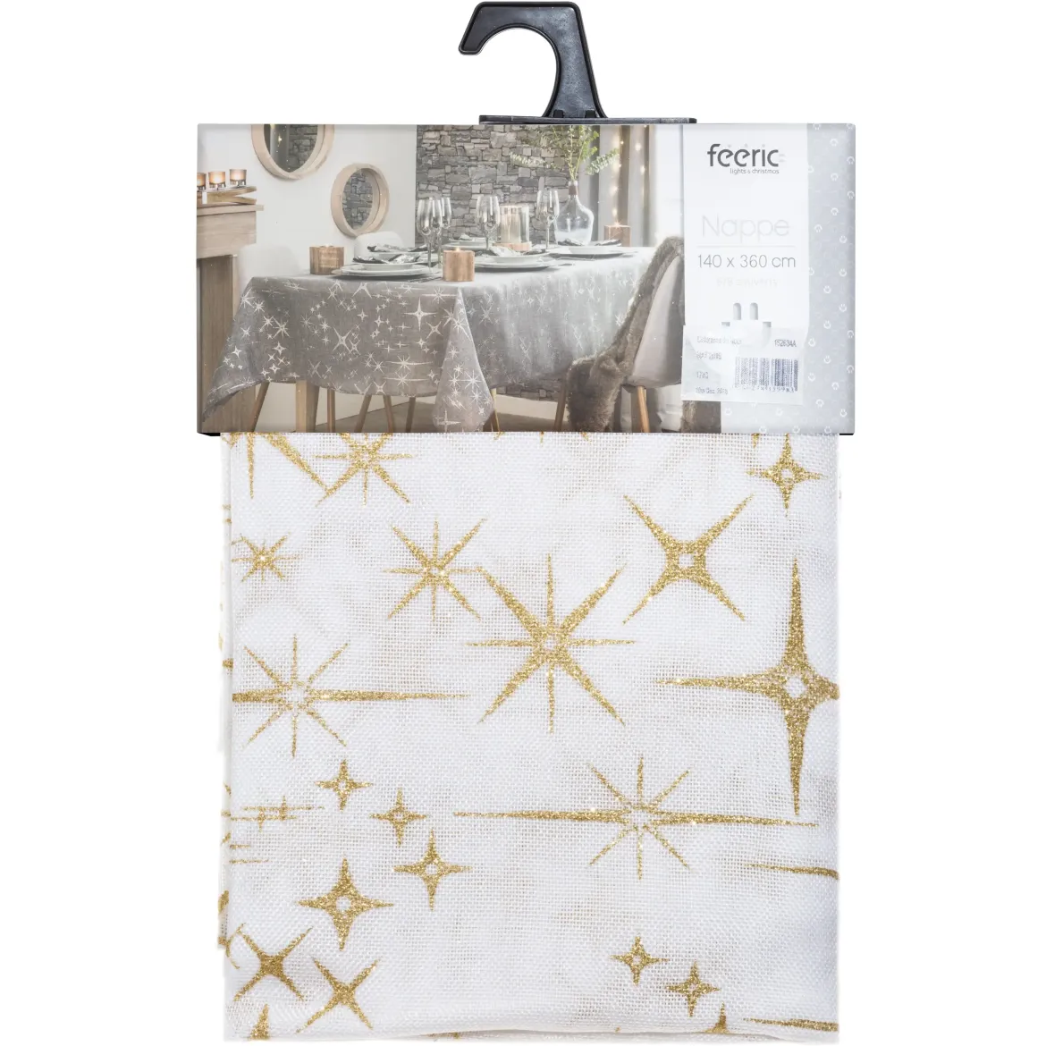 NAPPE CANEVAS ETOILE OR 140X360CM