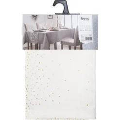 NAPPE IMPRIME LEOPARD BLANC OR 140X360CM