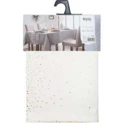 NAPPE IMPRIME LEOPARD BLANC OR 140X360CM