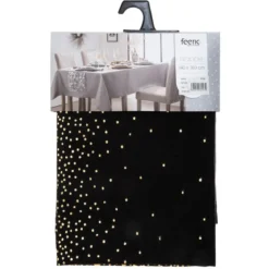 NAPPE IMPRIME LEOPARD NOIR OR 140X360CM