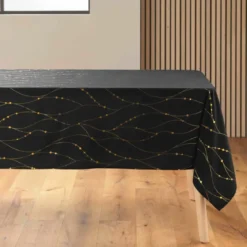NAPPE RECTANGLE 140X240CM MICROFIBRE FIRMAMENT NOIR OR