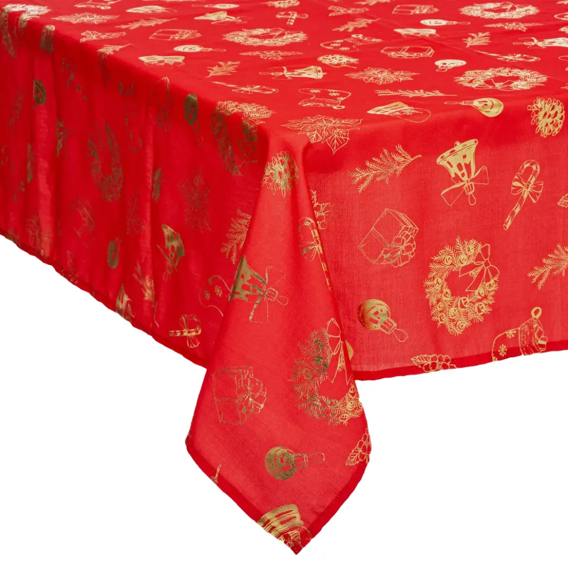 NAPPE ROUGE IMPRIME OR 140X240CM