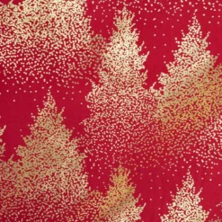 NAPPE ROUGE OR IMPRIME SAPIN 140X240CM