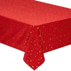 NAPPE VELOURS MOTIF ETOILES ROUGE 140X240CM