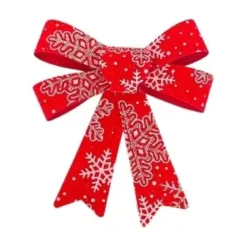 NOEUD ROUGE A FLOCONS 9X10CM SET DE 3