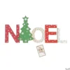 ORNEMENT NOEL 30X2X13.5CM BOIS ROUGE ET VERT