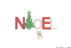 ORNEMENT NOEL 30X2X13.5CM BOIS ROUGE ET VERT