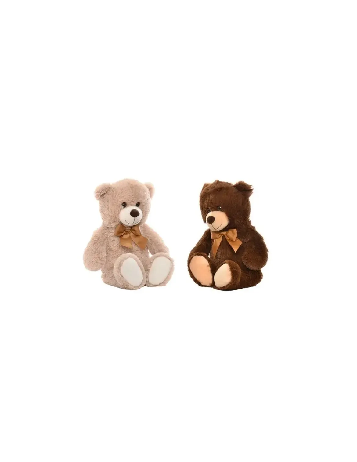 OURSON 50CM AVEC NOEUD CHOCOLAT BEIGE