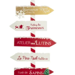 PANCARTE BOIS ROUGE BLANC 120CM