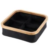 PANIER CARRE PLIABLE 4 COMPARTIMENTS BAMBOU NOIR