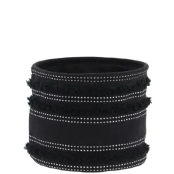 PANIER COTON IMPRIME DECO FRANGES NOIR 19X16CM