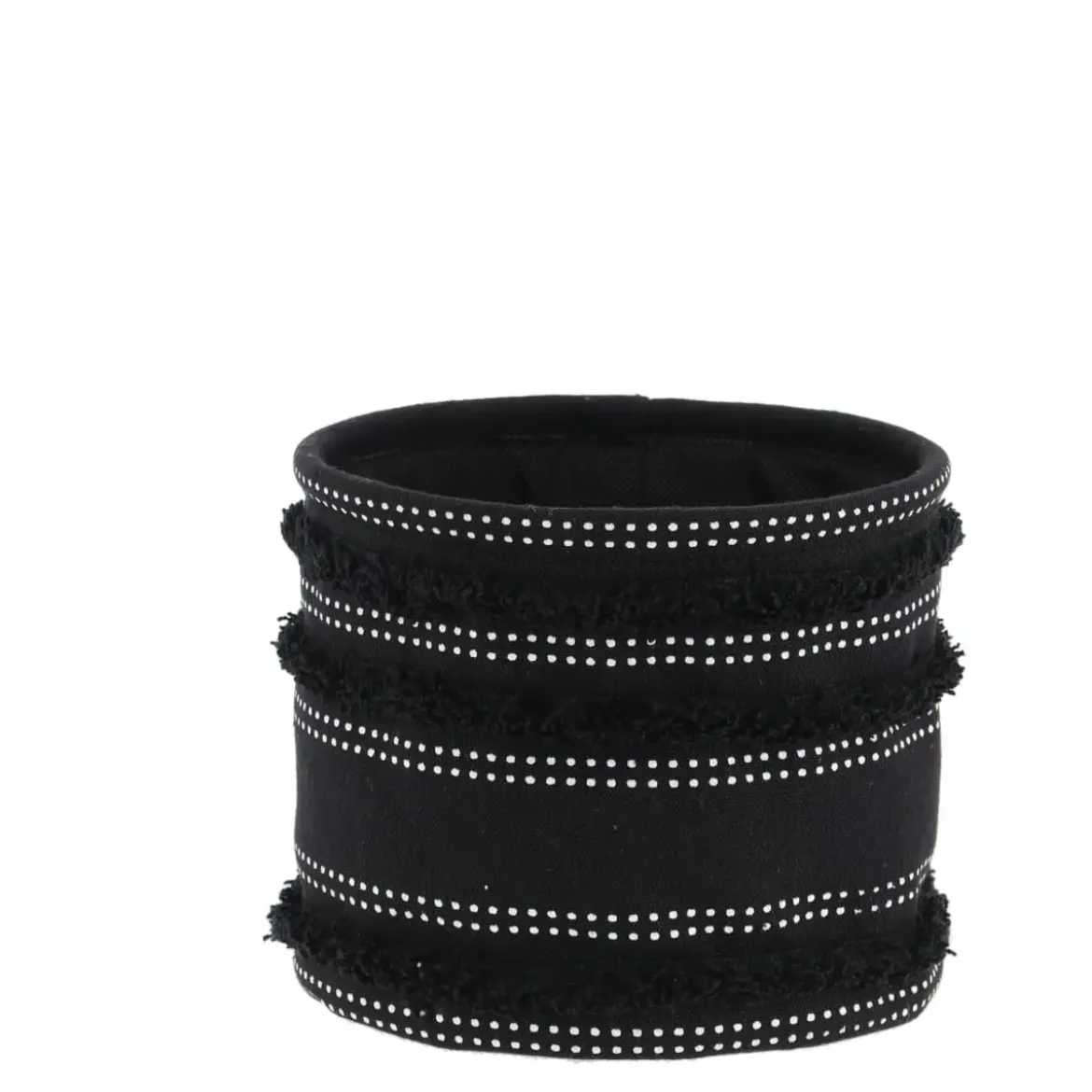 PANIER COTON IMPRIME DECO FRANGES NOIR 17X14CM