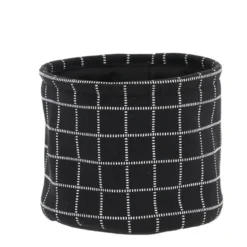 PANIER COTON IMPRIME MOTIF CARRE NOIR 17X14CM
