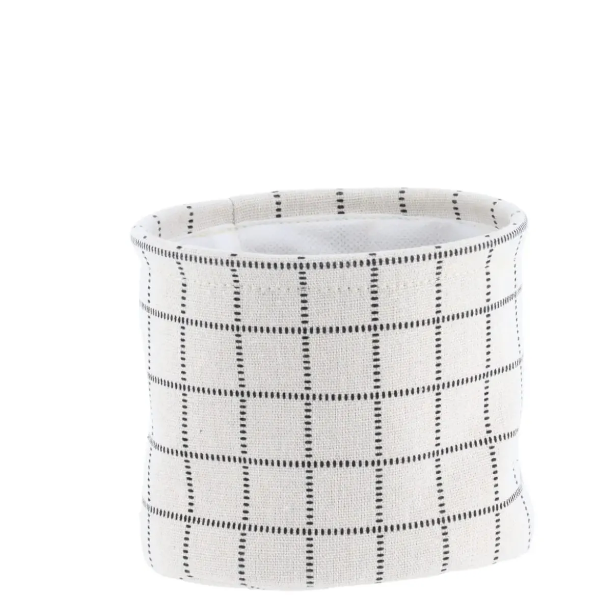 PANIER COTON IMPRIME MOTIF CARRE NATUREL 15X12CM