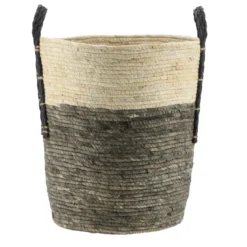 PANIERE A LINGE MAIS NATUREL GRIS 37X43CM